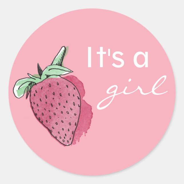 C'est un Sticker à fraise rose fille (Devant)