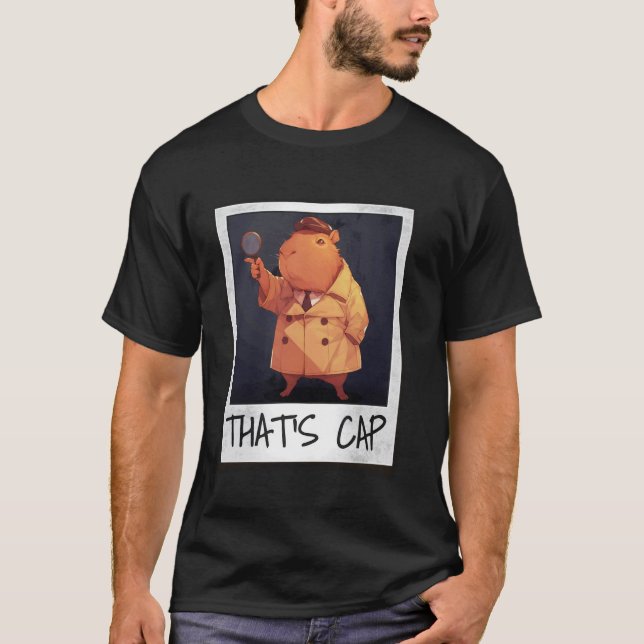 C'est un T-Shirt Cap u2013 Capybara Détective Drôl (Devant)