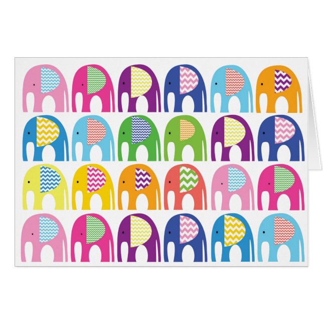 C'est une carte de vœux pour fille – Éléphants (Devant horizontal)