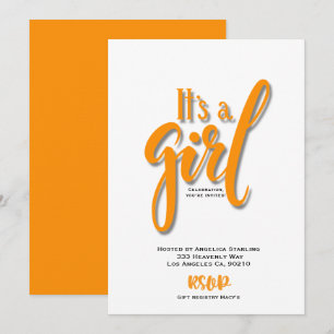 C'est une carte Faire-part orange fille