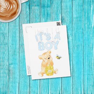 C'est une carte postale de Baby shower de garçon T