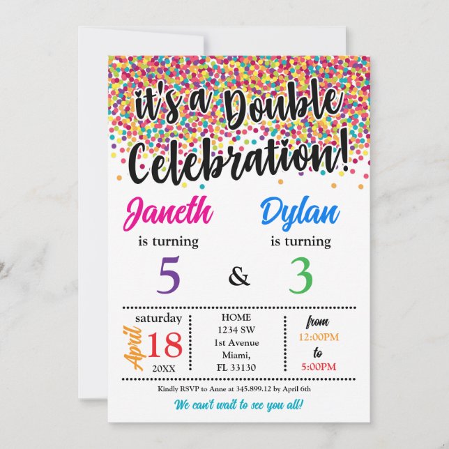 C'est une double invitation d'anniversaire de frèr (Devant)