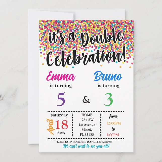C'est une double invitation d'anniversaire de frèr (Devant)