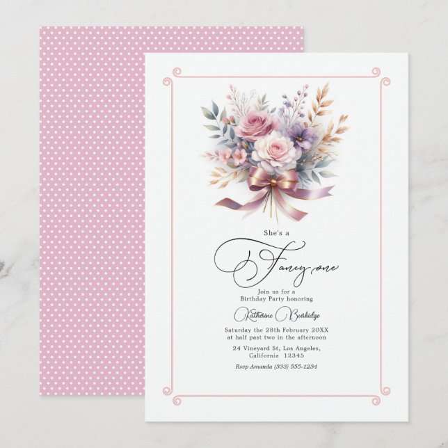 "C'est une Élégante" Invitation Anniversaire avec  (Devant / Derrière)