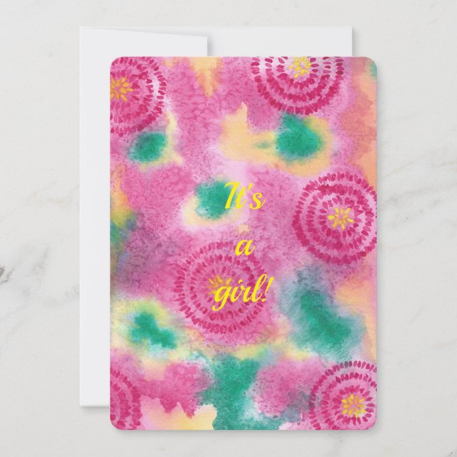 C'est une fille Aquarelle Bébé Douche Invitations (Devant)