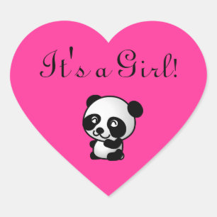 C'est une fille ! Autocollant rose de coeur