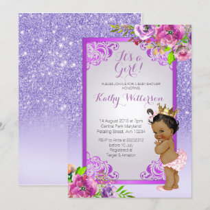 C'est une fille Baby shower d'or violet Invitation