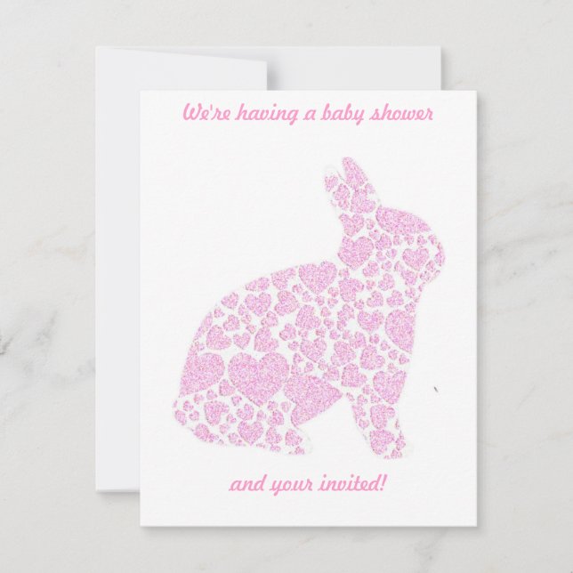 C'est une fille Baby shower Invitation lapin rose (Devant)