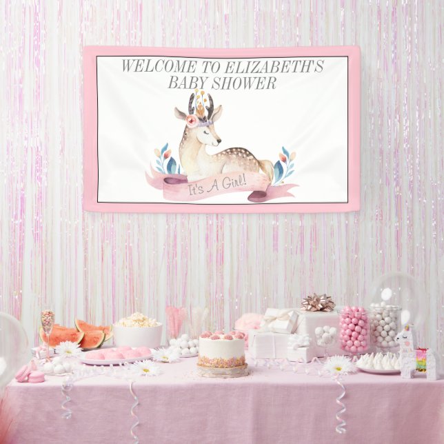 C'est une fille Baby shower mignonne bannière cerf (Fête)