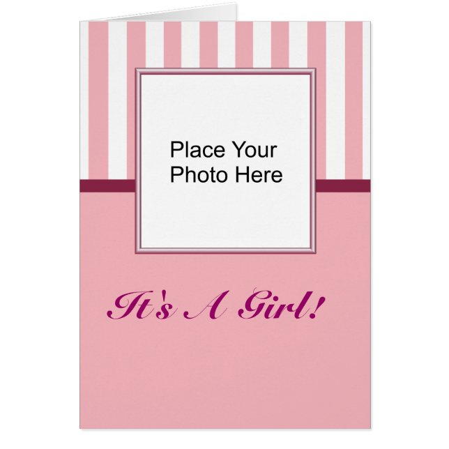 C'est une fille - Carte faire-part photo (Devant)