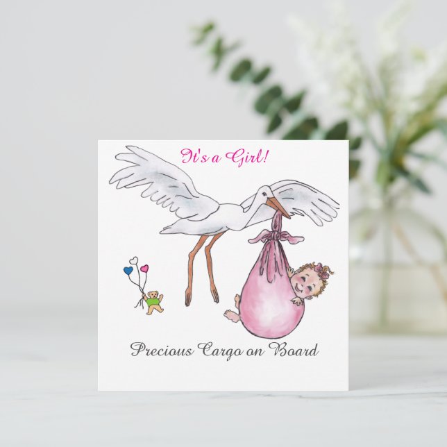 C'est une fille ! Carte simple (Debout devant)