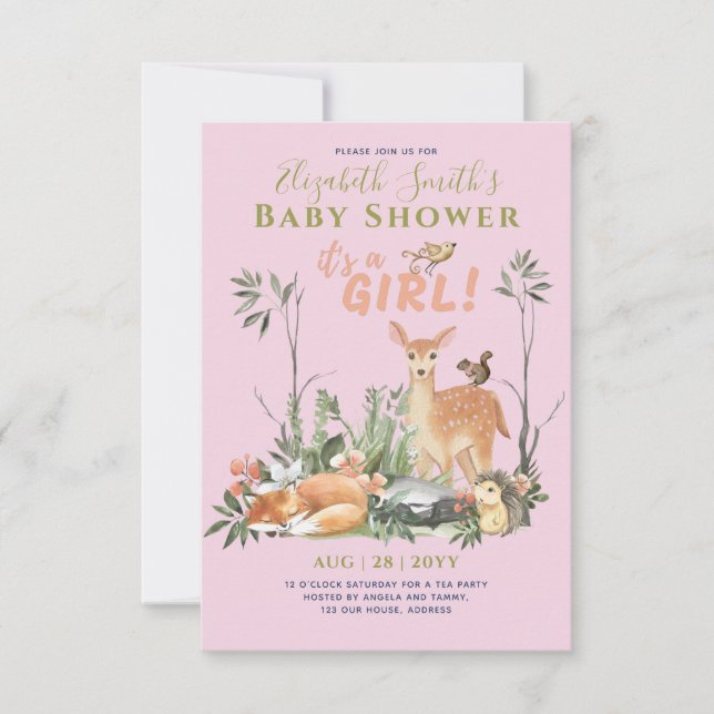 C'est une FILLE ! Cute Woodland Baby Animals Douch (Devant)