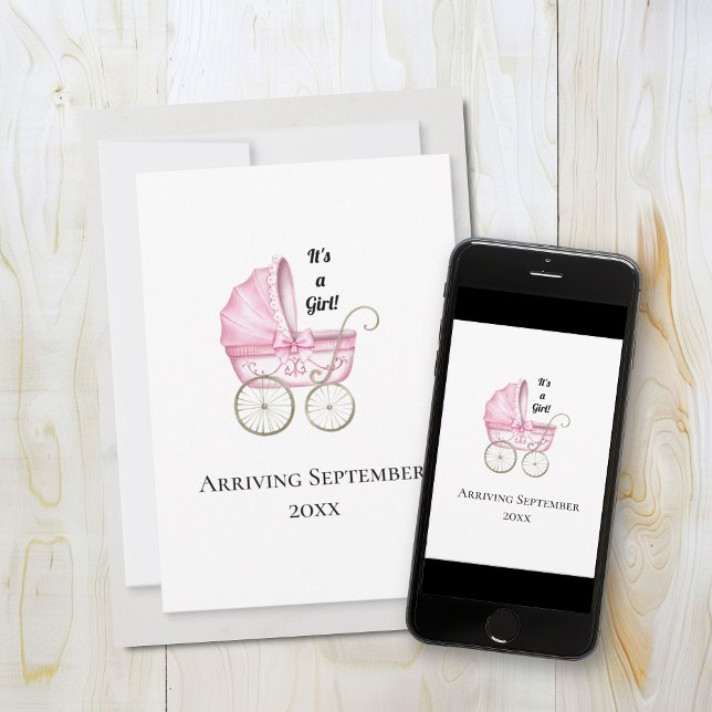 C'est une fille ! Faire-part de grossesse pour béb (Créateur téléchargé)