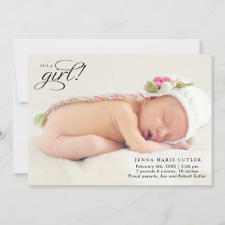 C'est une fille Faire-part de naissance photo comp