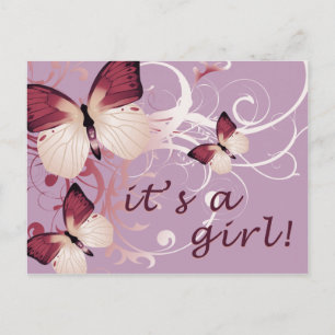 c'est une fille : faire-part élégant de papillons