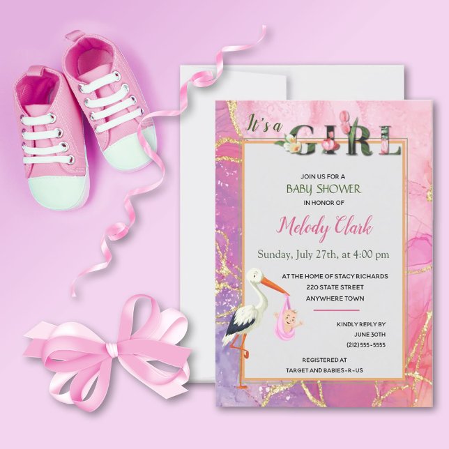 C'est une fille Floral Baby shower Invitation (Créateur téléchargé)