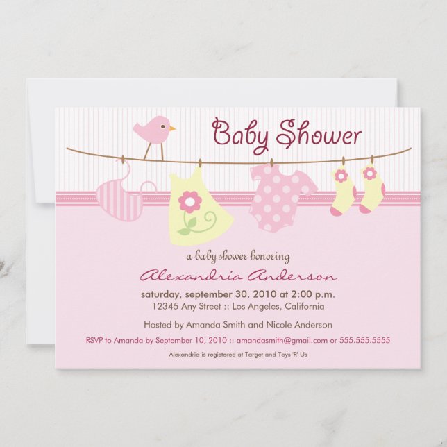 C'est une fille ! Invitation Baby shower de la lig (Devant)