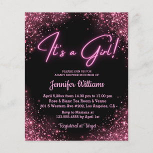 c'est une fille, invitation baby shower de néon ro