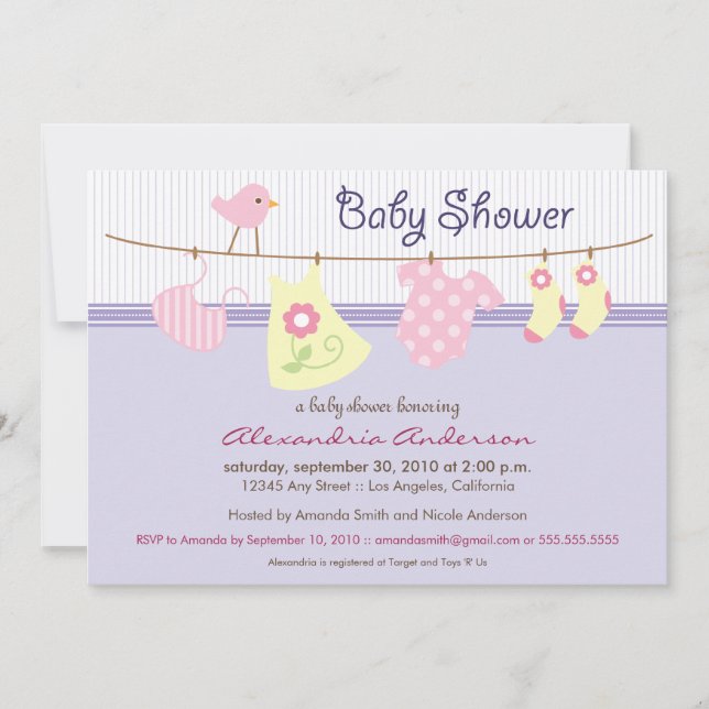 C'est une fille ! Invitation de baby shower de (Devant)