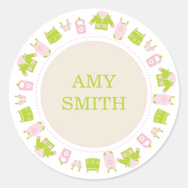 {c'est une fille!} petit autocollant de baby showe (Devant)