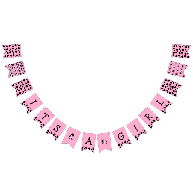 C'est une fille, rose Ladybug Baby shower bannière (Tout)