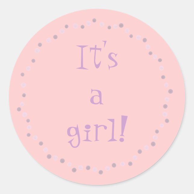 C'est une fille ! stickers cercle pois rose (Devant)