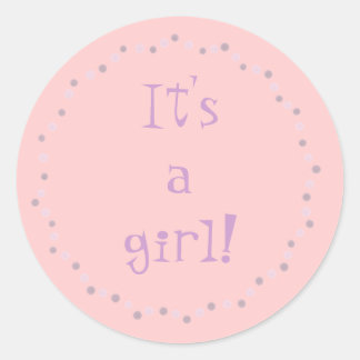 C'est une fille ! stickers cercle pois rose