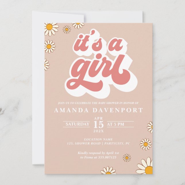 C'est une fille Super Baby shower Invitation (Devant)