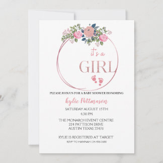 C'est une Girl floral Baby shower Invitation Card