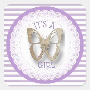 C'est une Girl Purple Gold Stickers papillon rayé