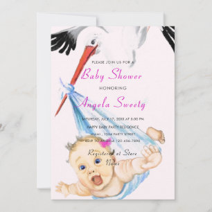 C'est une Girl Stork Baby Girl Shower Invitation C
