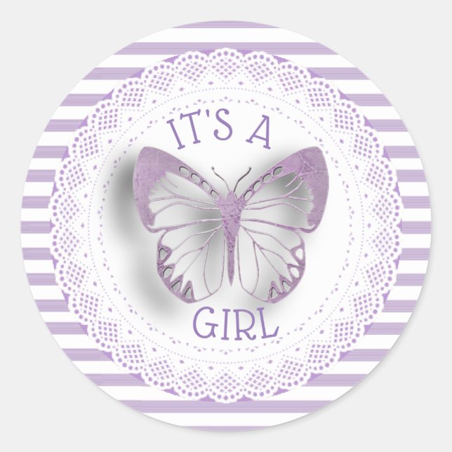 C'est une Girl Violet Stickers papillon rayé (Devant)