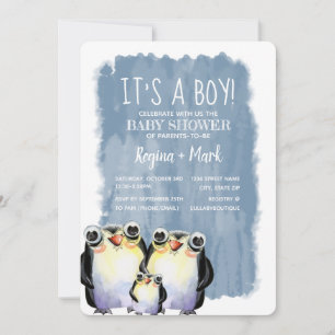C'est une invitation à un Baby shower de pingouin