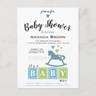 C'est une invitation à une baby shower pour garçon