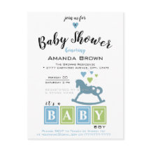 C'est une invitation à une baby shower pour garçon