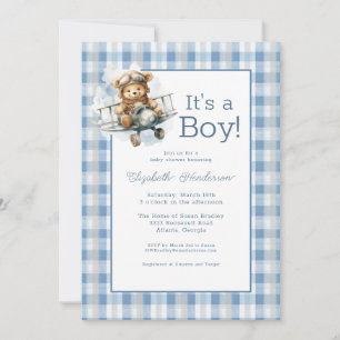 C'est une invitation à une baby shower pour un gar