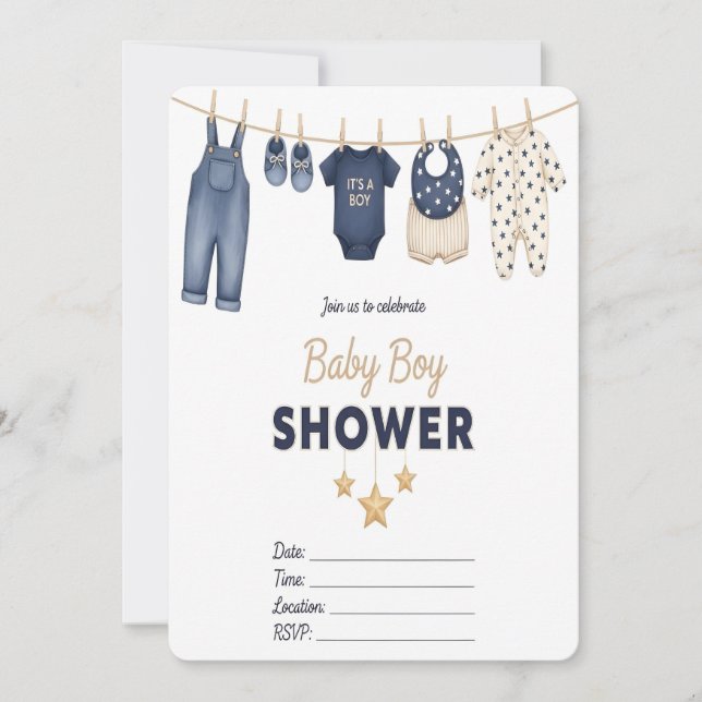 C'est une invitation à une baby shower pour un gar (Devant)