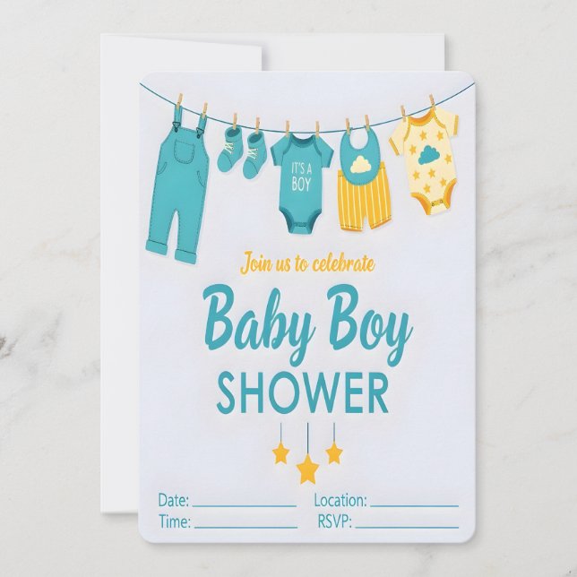 C'est une invitation à une baby shower pour un gar (Devant)