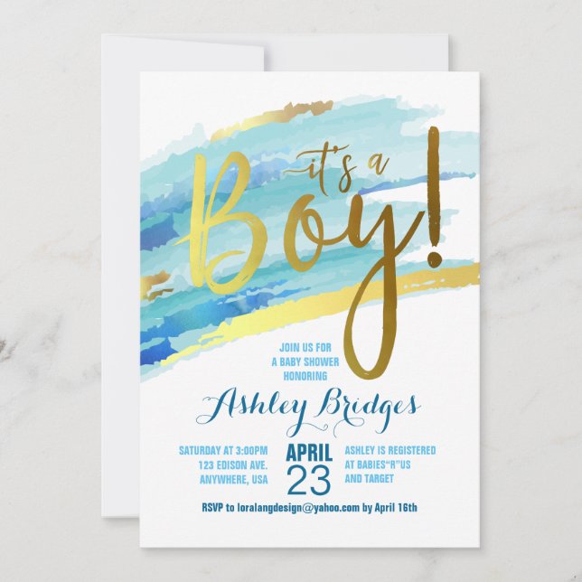C'est une invitation à une baby shower pour un gar (Devant)