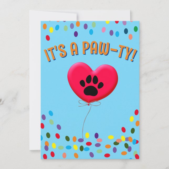C'est une invitation à une fête canine Paw-Ty Dog (Devant)