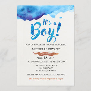 C'est une invitation au Baby shower d'aquarelle Bl