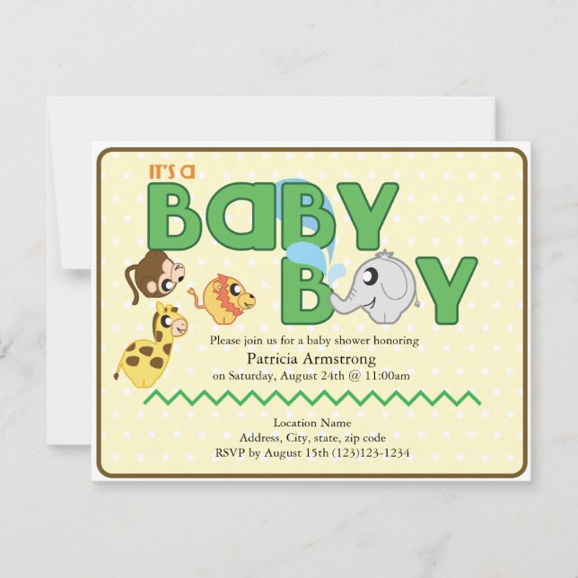 C'est une invitation au Baby shower de la jungle (Devant)