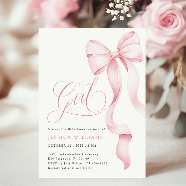 C'est une invitation au Baby shower de ruban rose  (Créateur téléchargé)