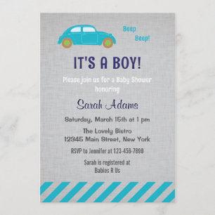 C'est une invitation au Baby shower de voiture pou