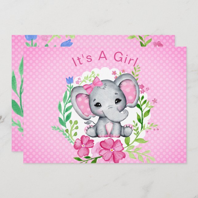 C'est une invitation au Baby shower d'éléphants po (Devant / Derrière)