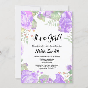 C'est une invitation au Baby shower floral violet
