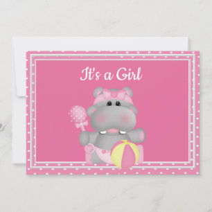 C'est une invitation au Baby shower hippo de fille