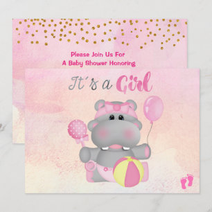 C'est une invitation au Baby shower hippo de fille