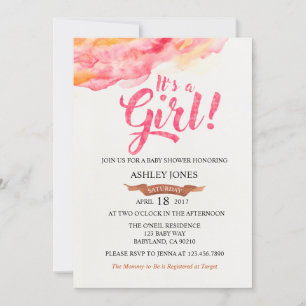 C'est une invitation Baby shower d'aquarelle rose