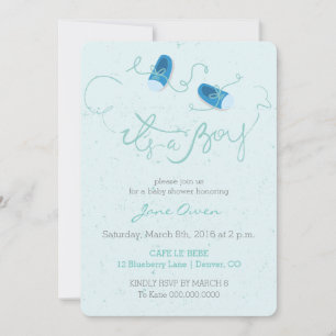 C'est une invitation baby shower de chaussures ble